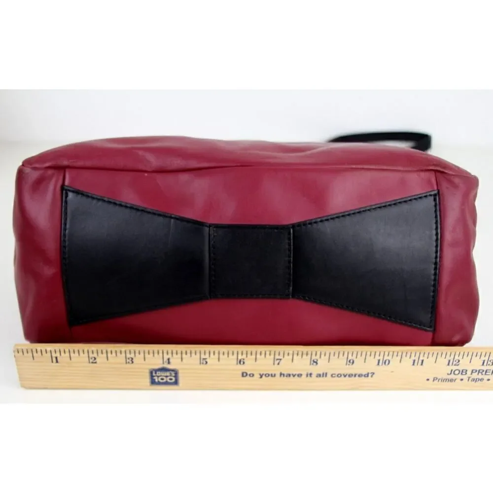 Kate Spade BURGUNDY WHITE GENUINE LEATHER X-BODY SATCHEL SHOULDER BAG HANDBAG